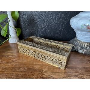Mid-Century 24K Gold Plated Ornate Tissue Box Cover